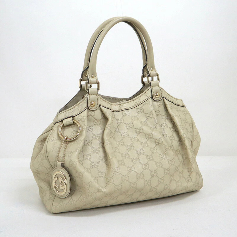 Gucci Sukey Handbag Guccissima Ivory White Leather